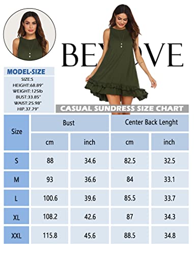 Beyove Vestido feminino casual sem mangas túnica vestido de verão com bolsos solto com babados vesti