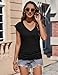 Zeagoo Cap Sleeve Tshirts for Women Black Ruched V Neck Beach Vacation Solid Shirts Lightweight Trendy Casual Blouses 2026