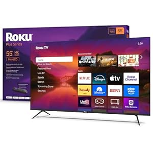 Roku Smart TV 2025 – 55-Inch Plus Series, Mini-LED TV – RokuTV with Enhanced Voice Remote – Flat Screen 4K QLED Television with Dolby Vision & Wi-Fi for Streaming Live Local News, Sports