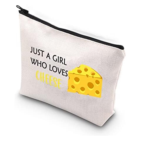 PLITI Cheese Gifts for Women Cheese Lover Gifts Just A Girl Who Loves Cheese Cosmetic Bag for Foodie Chef(Girl Loves Cheese U) Cover