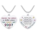 Regalos de cumpleaños número 18 para niñas, regalos de cumpleaños nacidos en 2006, collar con colgante de corazón de acero inoxidable grabado, regalo de cumpleaños para niñas de 18 años, Medium, Acero