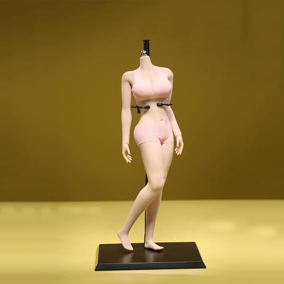 1:6 Scale Female Body 12inch European Type Body Super Flexible Joints Miniature Action Figure Seamless Body Large Breast with Undetachable Feet Bikini for Hobby Collection (New Wheat Skin)