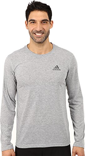adidas Performance Men's Ultimate Long Sleeve Tee, Medium, Medium Grey Heather/Dark Grey Heather