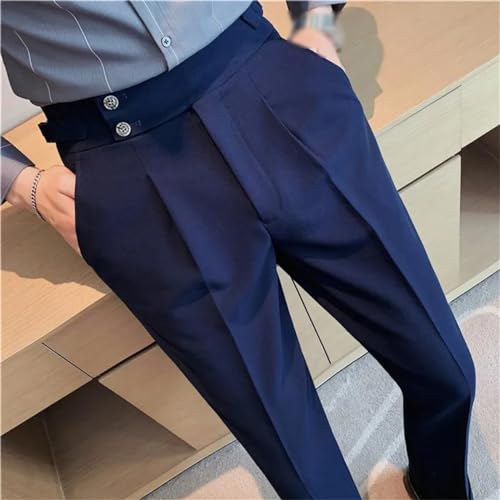 Kelsiop Business Casual Draped High-Waist Trousers Men Solid Color Formal Pants Formal Office Social Suit Pants2