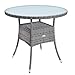 Produktbild Casaria® Gartentisch Polyrattan Wetterfest Rund Klein 60cm Grau Glas Tischplatte 80kg Belastbar Outdoor Terrasse Balkon Bistro Tisch Beistelltisch