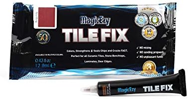 MagicEzy Tile Fix: Ceramic Scratch Repair | Porcelain Crack Repair | Touch Up Tile Filler for Bathroom Floor (Burgundy)