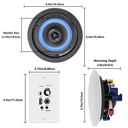 Herdio Bluetooth Ceiling Speakers 4 Inches 320 Watts 2-Way Flush Mount Compatible With Amplifier Receiver Perfect For Home Theater Living Room Office(4 Speakers) #TOP5