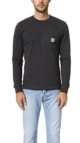 Carhartt Men's Loose Fit Heavyweight Long-Sleeve Pocket T-Shirt, Black, REG-M