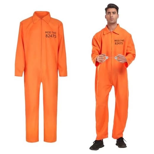 KOMEIYL Disfraz de Prisionero, Disfraz Preso Naranja Hombre, Ropa para Prisioneros Adultos, Halloween Unisex Disfraz de Prisionero, Aplica a Juego Rol Fiesta Temática Halloween (XS-S)