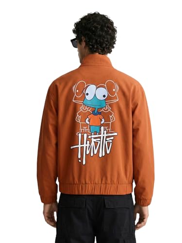 Image of The Indian Garage Co Men Relaxed Fit Long Sleeves Cutaway Collar Graphic Jacket