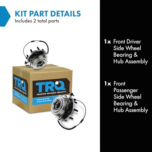 Image of TRQ Front Left and Right Wheel Bearing and Hub Assembly 2 Piece Set 4WD SRW Compatible with 2011-2016 Ford F250 /F350 Super Duty 4x4 SRW