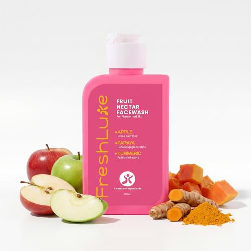 Image of Fruit Nectar Face Wash for Men & Women - 200ml | With Apple, Papaya & Turmeric | Vitamin C Face Wash for Pigmentation, Glowing, Hydrated & Even Skin Tone | SLS, Paraben Free & AYUSH Approved