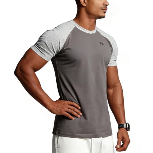 Image of Casual Short Sleeve Crew Neck Classic Wicking Breathable Fitness Muscle Athletic T Shirts Mens
