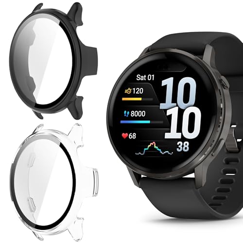 Protector para Garmin Venu 4 que evita arañazos en la pantalla con cristal templado negro