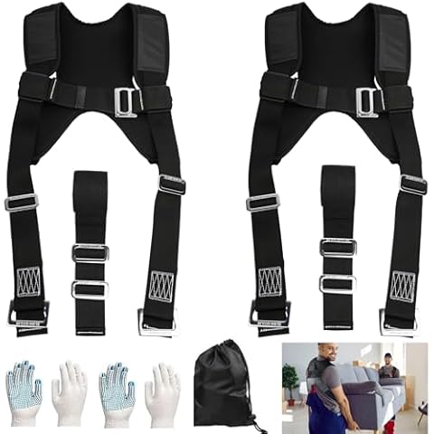 Upgraded Moving Straps with Chest Buckle, 2-Person Lifting Strap, Furniture Carrying and Moving System Heavy Objects up to 1000 lbs for Moving Furniture, Heavy Appliances, Mattresses Cover