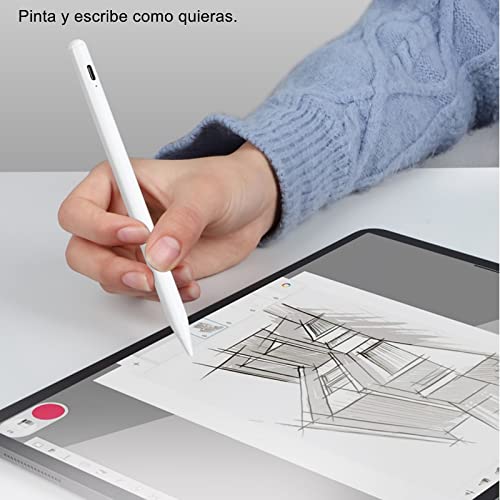 Lápiz Sensible a presión 4096 para Apple Pencil 1 2 para iPad 2 3 4 5 6 7 Pro 12.9 11 10.5 2015 2016 2017 2018 2020 Air 1 2 3 Mini 1 2 3 4 5 Aguja Activo para Pantalla táctil táctil Stylus (Negro)