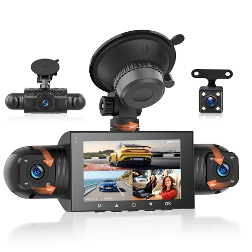360 Degree View 4 Channel Dash Cam Front and Rear Inside Left Right, Dash Camera for Cars, Built-in Night Vision, 24/7 Recording Parking Mode Monitor by Rimoody - Used condition - US$36.09