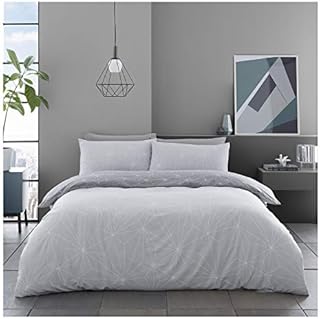 FAIRWAYUK Duck Egg Duvet Cover Set King Bed Size, Poly Cotton Reversible Geometric Bedding With Pillowcase, Ultra Soft Quilt Covers, 230x220cm