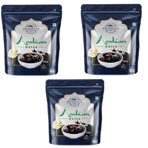 Image of KHARAWALA'S Arabian Dates - 500gm | Fresh Arabian Khajoor (Pack of 3-500gm Each)