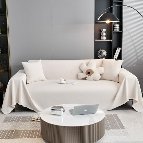 Housse de canapé imperméable en chenille blanche pour un salon lumineux et chaleureux en famille - 3