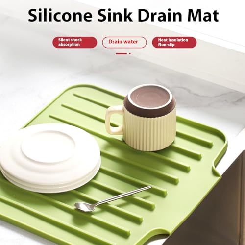 Alfombrilla de cocina de silicona impermeable con bandeja densa de efluentes portaplatos 3