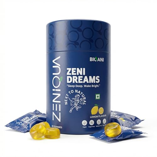 Image of ZeniDreams Sleep Gummies | With L-Theanine, Chamomile & Passion Flower | Promotes Restful, Sound Sleep | Supports Nerve Relaxation, Muscle Recovery | Unisex | Lemon Flavour | 30 Gummies