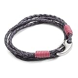 Damenarmband aus aubergine- und rosafarbenem Leder, 19 cm lang (Standardgröße)
