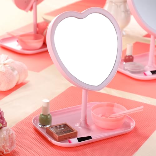 Espejo de Maquillaje en Forma de Corazón Pink 8 Piezas miniatura 5