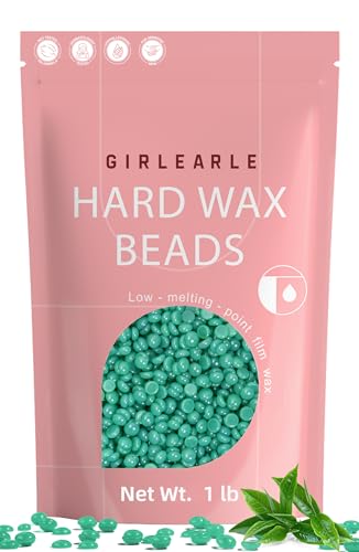 Image of GIRLEARLE 1LB Hard Wax Beads for Hair Removal, Hard Wax Beads with Green Tea Formula, Wax Beads for Brazilian Waxing & Sensitive Skin, Stripless Hard Wax for Bikini, Face & Body At-Home Waxing