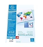Carton de 5 sachets de 10 pochettes perforées incolores de haute qualité A3 pliées en 2 permet de protéger et présenter des documents A3 dans un classeur A4 - Insertion des documents par le haut de la pochette