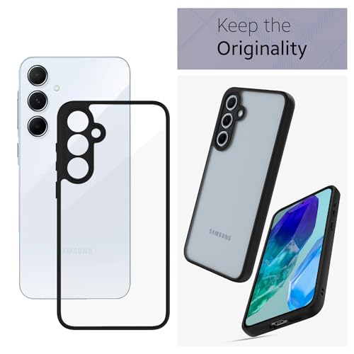 Image of KAPAVER Hybrid Clear Back Cover Case for Galaxy M55 /F55 /M55s | Protective Shockproof Cleare Hard PC Soft Flexible Black TPU Cover