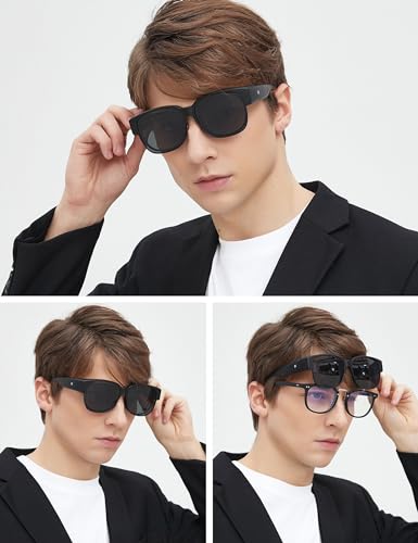 BIRCEN Polarized Fit Over Sunglasses: Wear Over Glasses Sunglasses Wrap Around Fitover Shades for Men Women UV Protection2