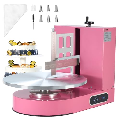 VEVOR Cake Decorating Machine, Cake Cream Spreading Coating Smearing Machine, Low Noise Cake Frosting Machine, Turntable with Adjustable Scraper, for 4
