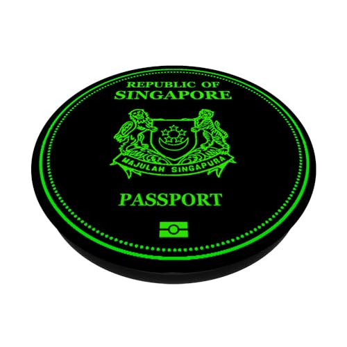 Singapore,Singaporean,Singapore passport,Singapore flag. PopSockets Swappable PopGrip, Black - Image 2