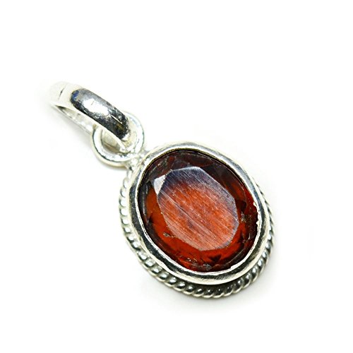 Pendentif hessonite de Ceylan naturelle de 4 carats en forme ovale et argent 925