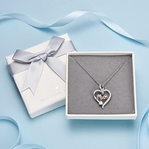 VOSAP Gifts for Mum Nana, S925 Sterling Silver Chain Heart Necklace Jewellery Gifts for Mum Grandma from Daughter Son Grandchildren, Perfect Christmas Mothers Day Birthday Gift with Gift Box