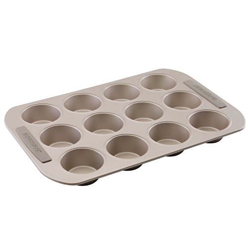 Farberware Soft Touch Nonstick Bakeware 12-Cup Muffin and Cupcake Pan, Champagne