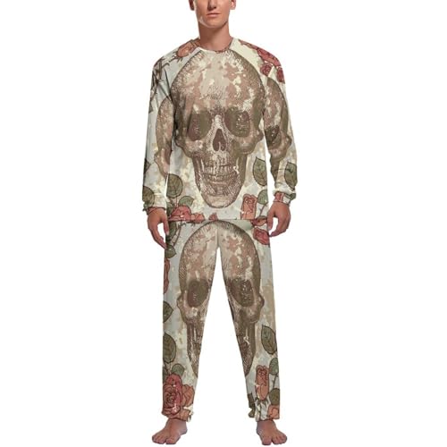 Pyjama Homme Motif Crâne Rose Vintage pour des Soirées Cocooning et Nuits Confortables