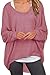 UGET Women's Oversized Baggy Tops Off Shoulder Loose Fitting Pullover Casual Blouse T-Shirt Sweater Long Batwing Sleeve X-Large Purple Red