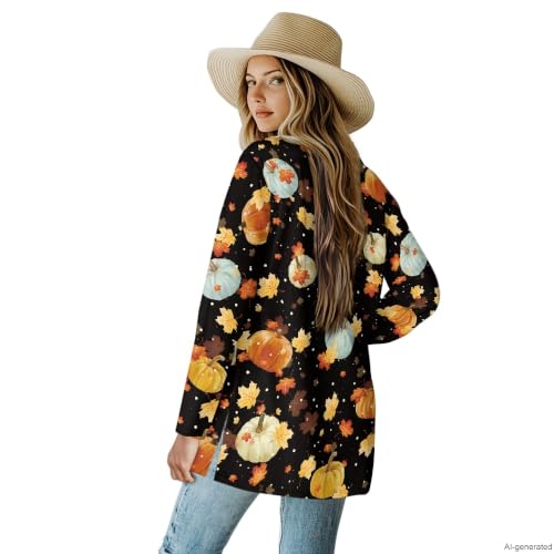 Image of Cardigan Sweaters for Women Long Sleeve Cardigan Soft Drape Open Front Fall Dusters V-Neck Jackets Dressy Loose Coat