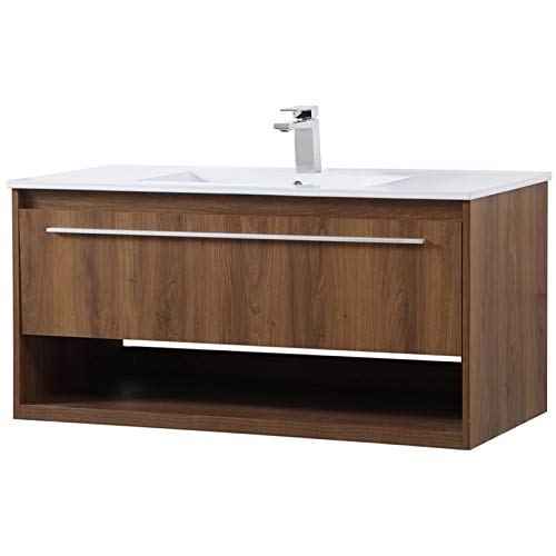 Elegant Decor 40 Inch Single Bathroom Floating Vanity In Walnut Brown #TOP3