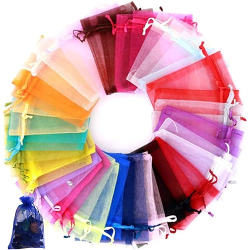 NBFBA 20 x 30CM Organzasäckchen 50 Stück Bunt Schmuckbeutel Hochzeit Säckchen Lavendelsäckchen Geschenkbeutel