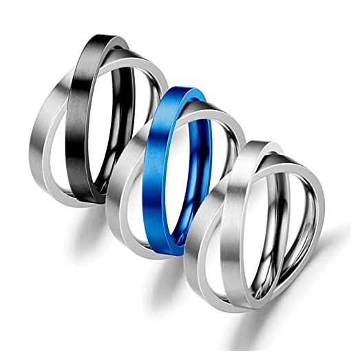 LFONCE Ångestring roterande spinner ring roterande fidgetringar minskar stress dubbelinterlockat smycke rostfritt stål tillbehör för män kvinnor e rostfritt stål, O, colore: 11, cod. CM0577