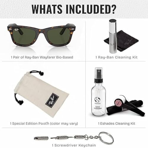 Image of Ray-Ban RB2140F ORIGINAL WAYFARER CLASSIC BIO-BASED LOW BRIDGE FIT Square Shape Sunglasses with Official RayBan Eyewear Kit