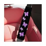 KHGUZ 2PCS Car Seat Belt Covers, Polyester Fiber Vehicle Seatbelt Cushion Pad Protector, Automotive Safe Strap Cover Pad Help Protect Neck and Shoulder, Universal for SUV, Truck, RV（Purple）