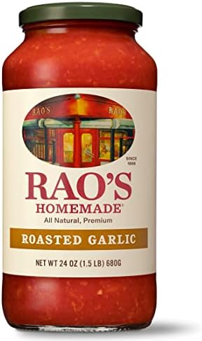 Rao's Homemade Roasted Garlic Tomato Sauce, 24 oz, Tomato Sauce, All Purpose , Keto Friendly Pasta Sauce, Premium Quality Tomatoes from Italy and Garlic