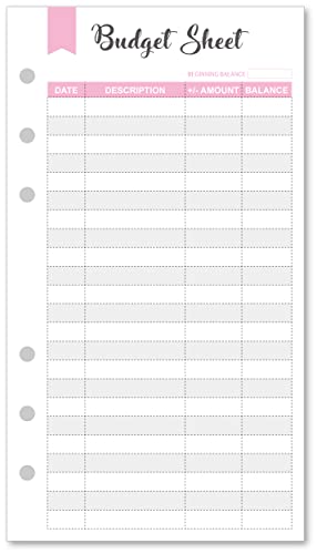 Set of 90 Sheets Expense Tracker, 6-Hole Punched Budget Sheets for A6 Budget Binder, 3 3/4