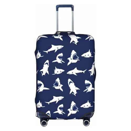 Housse de bagage lavable et anti-rayures motif requin blanc Large
