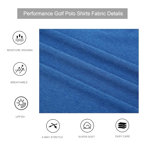 Alex Vando Mens Golf Shirt Moisture Wicking Quick-Dry Short Sleeve Casual Polo Shirts for Men