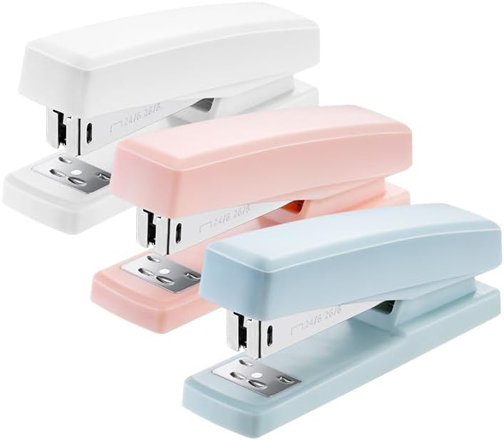 Miniatura 2 de Engrapadora blanca, engrapadoras de escritorio con 1000 grapas, engrapadora de oficina, capacidad de 25 hojas (blanco)
